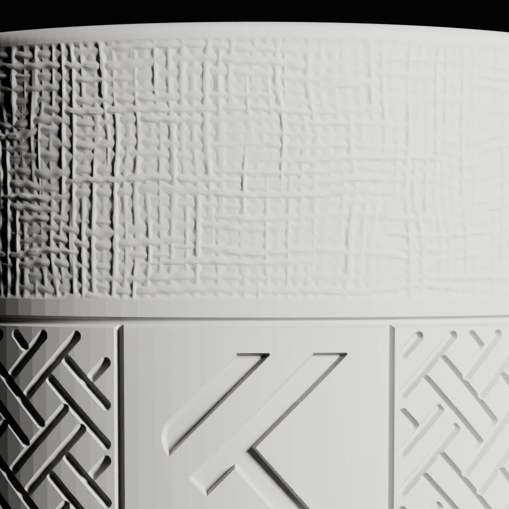Close-up of the linen texture and woven K band on the 5oz