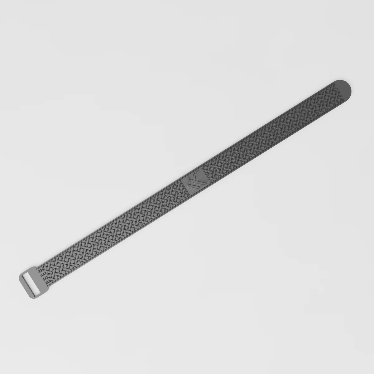 Kuli Weave magnetic strap laid flat, full length with the framed K at the center